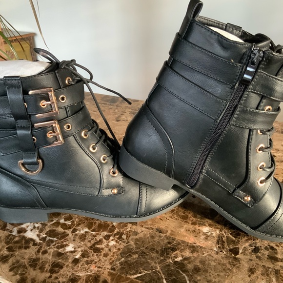 Top Moda Rachel combat style boots - Picture 2 of 6